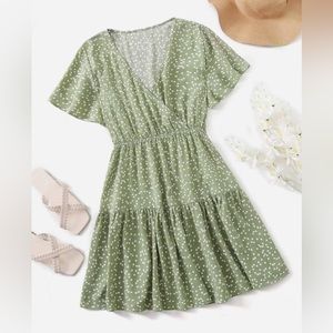 Women’s Plus Size Surplice Front Heart Print Dress Mint Green size 3X Street 20